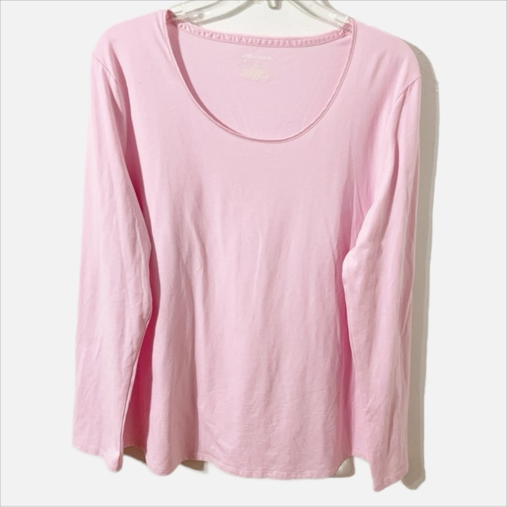 Lord & Taylor Long Sleeve Scoop Neck Tee Shirt Pink 🩷 Size XL Barbie Core Base